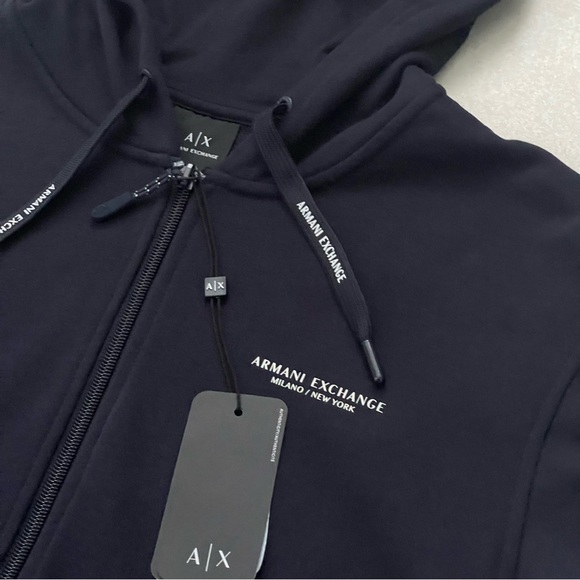 Armani Exchange Men Milano New York Zip-Up Cotton Hoodie, Black Small NEW - Picture 3 of 13